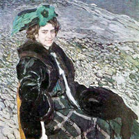 来日したバレリーナ、エレーナ・スミルノワ　アレクサンドル・ゴロヴィ―ン作の肖像画（1910）