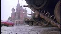 1991年8月 赤の広場に集結した戦車（ANN ニュース1991年8月より）
